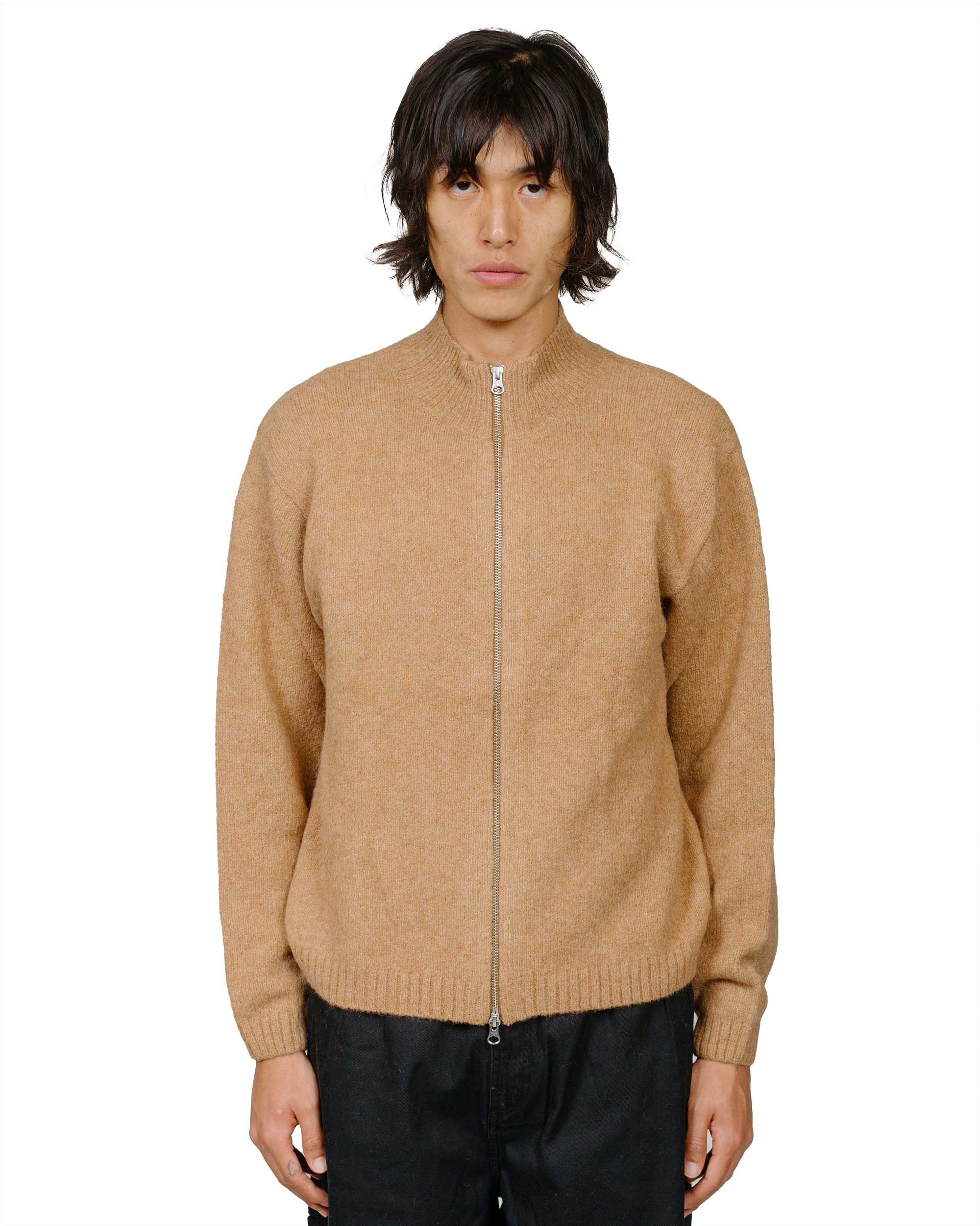 STUSSY FULL ZIP BRUSHED MERINO SWEATER Stussy Full Zip Brushed