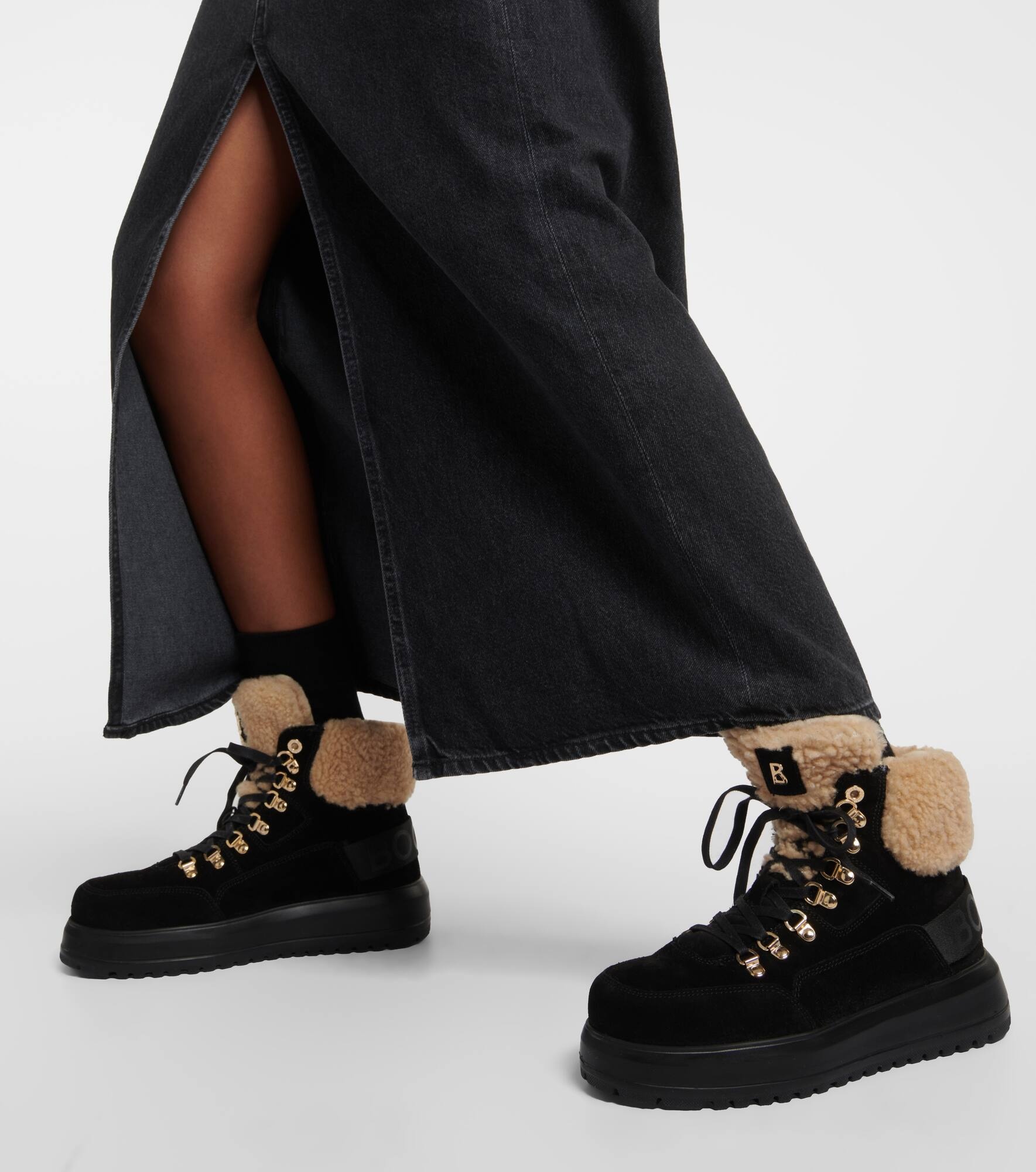 Antwerp suede and shearling lace-up boots - 4