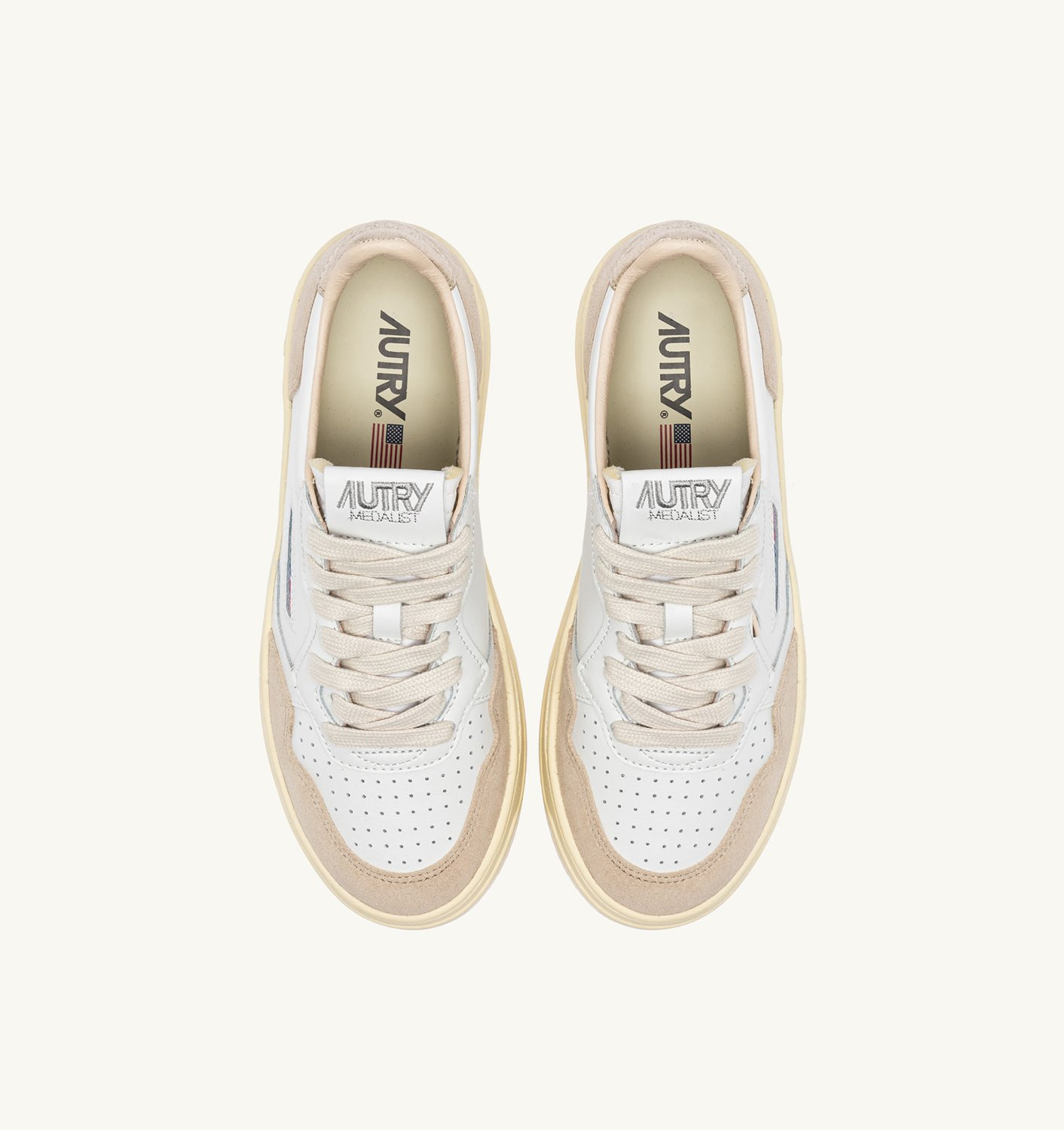 MEDALIST LOW SNEAKERS IN WHITE AND GOLD LEATHER - 5