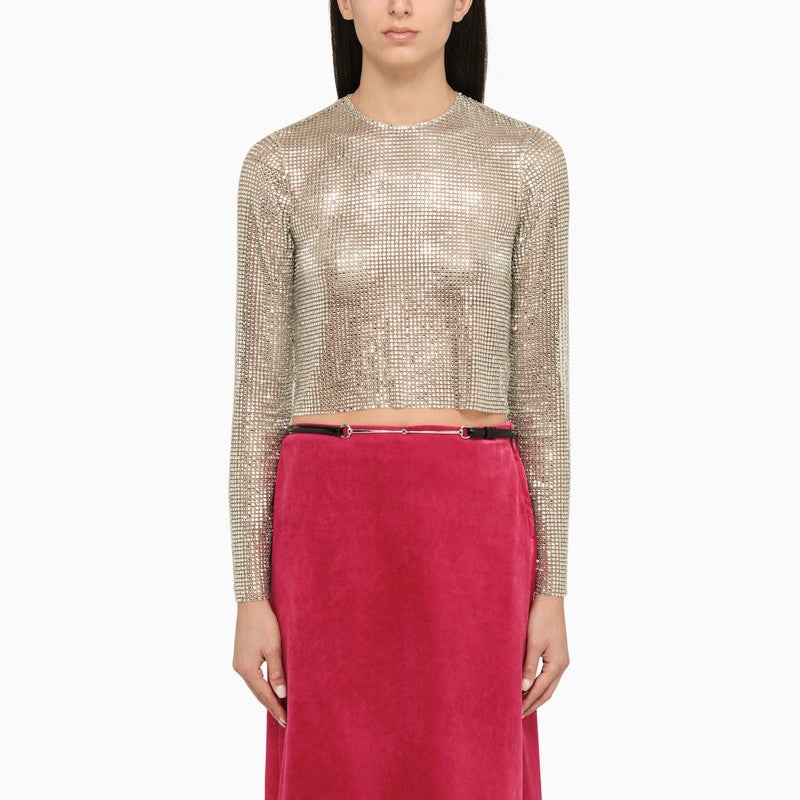 GUCCI Gucci Nude Top With Rhinestones Women | luosophy | REVERSIBLE
