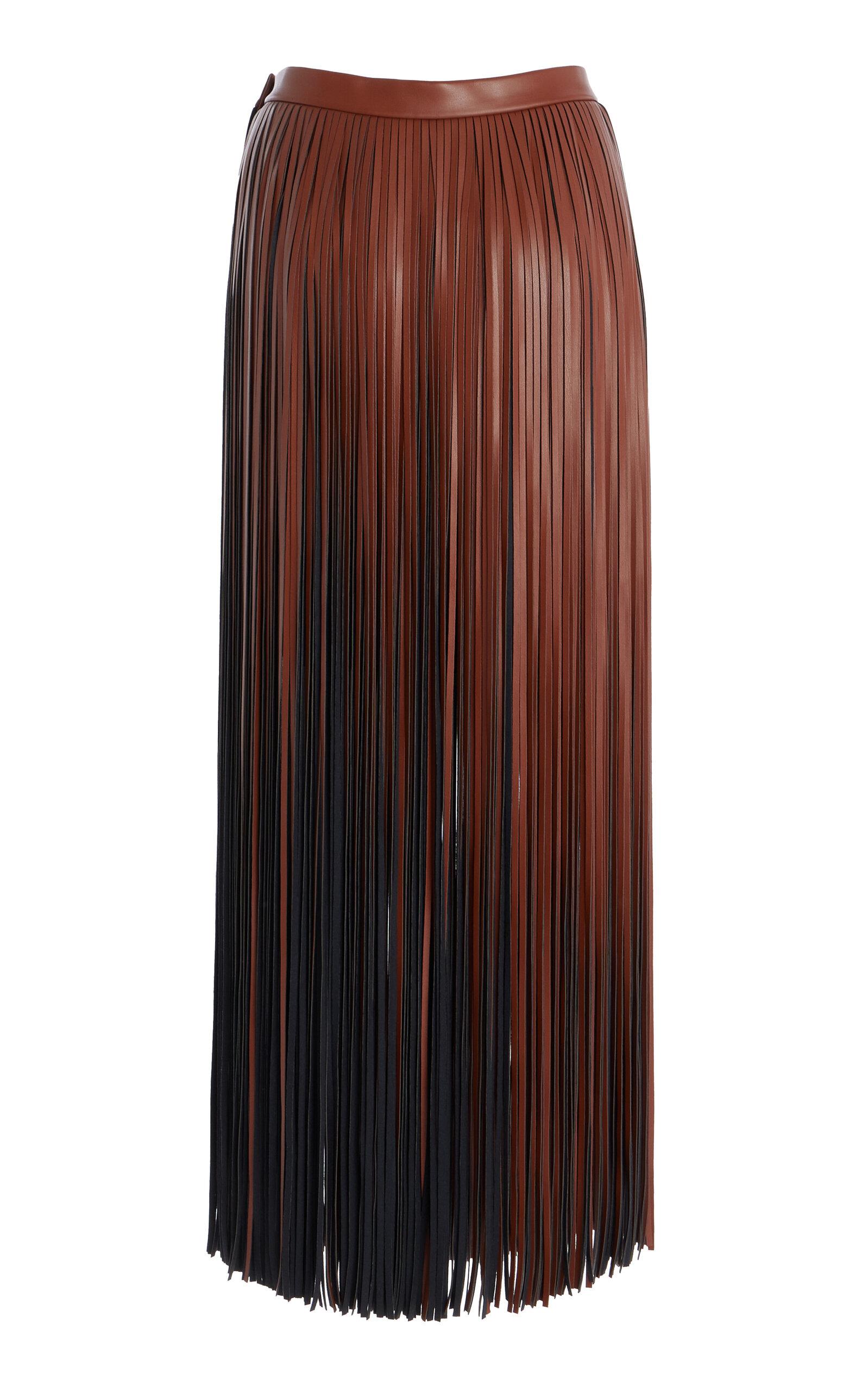 Veda Faux Leather Fringe Skirt brown - 6