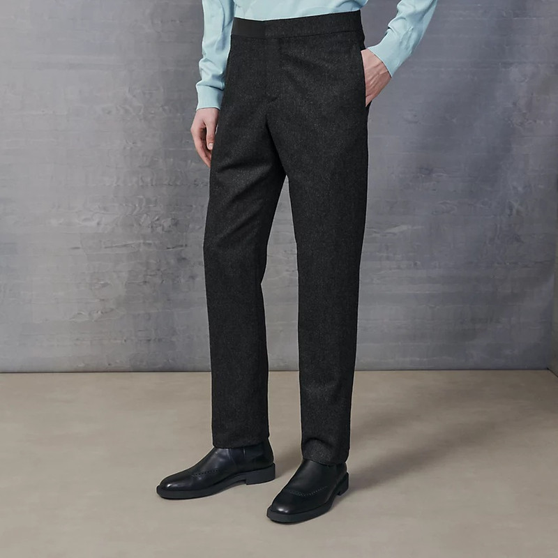 Saint Germain fitted pants with leather detail 1