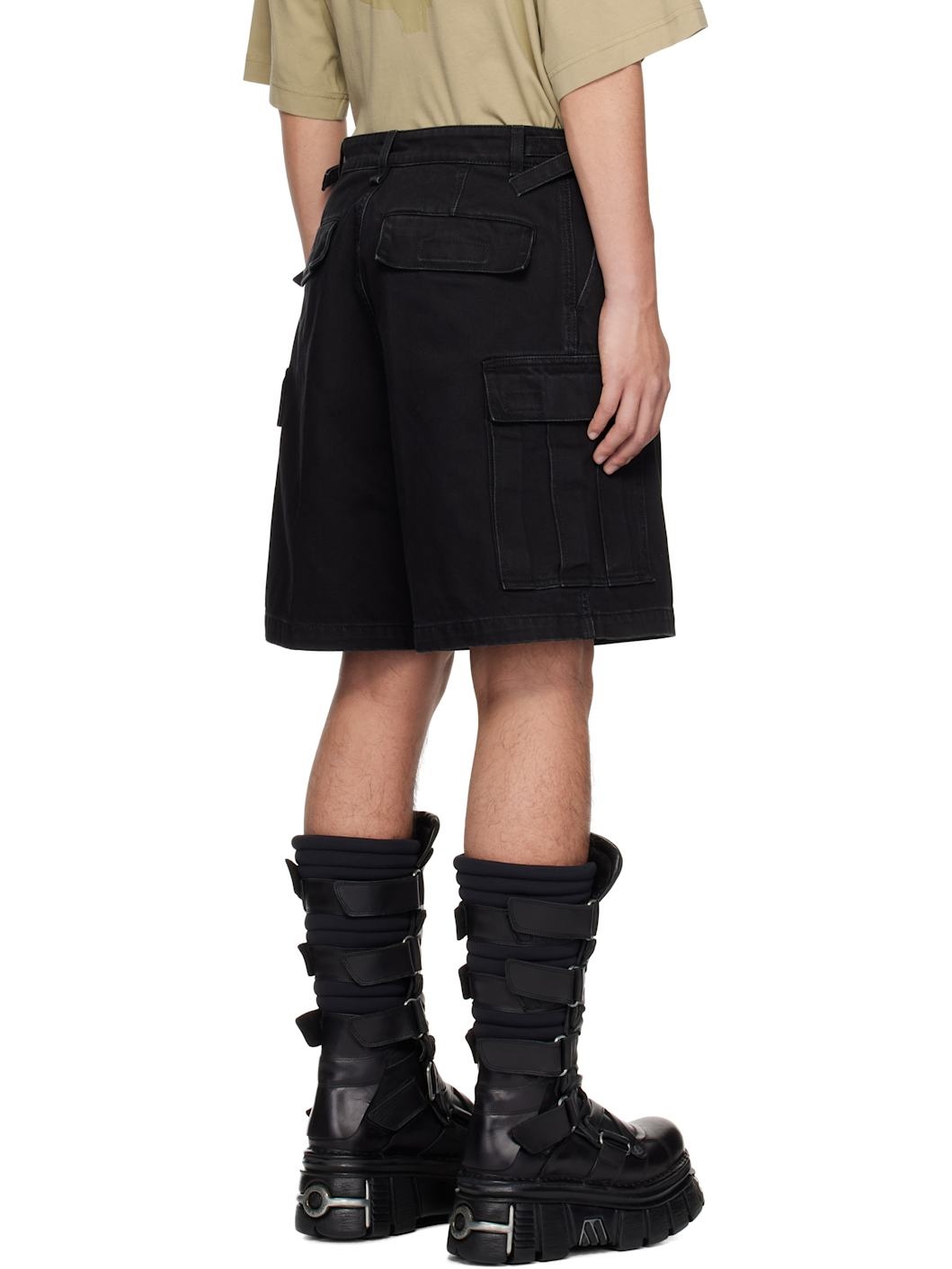 Black Cargo Shorts - 3