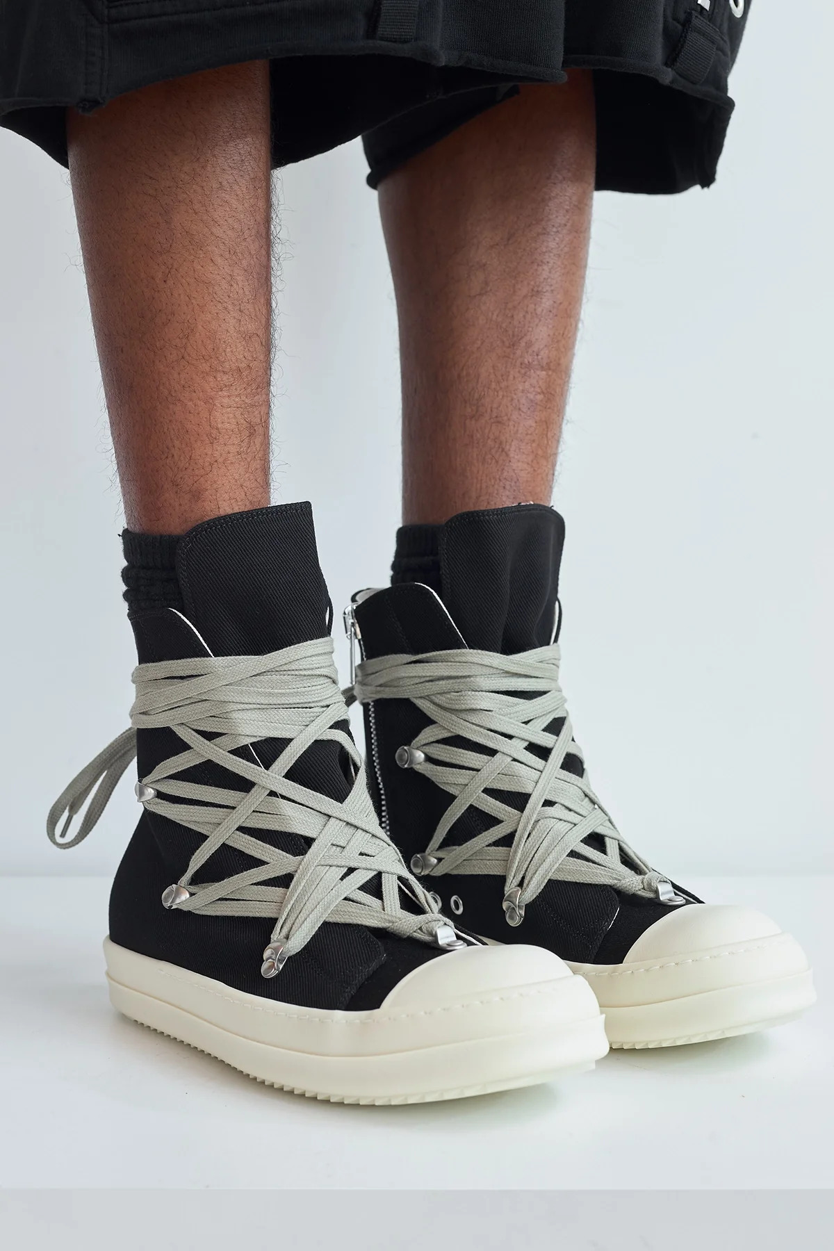 Rick Owens Drkshdw Megalace Sneaks Black/Milk - 5