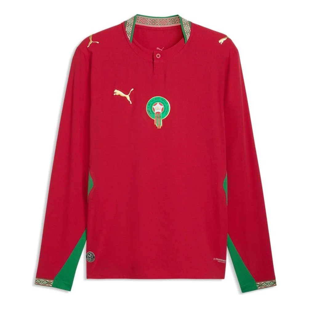 PUMA Morocco 2026 Authentic Home Long Sleeve Jersey 'Fast Red Victory Gold' 783315-01 - 1