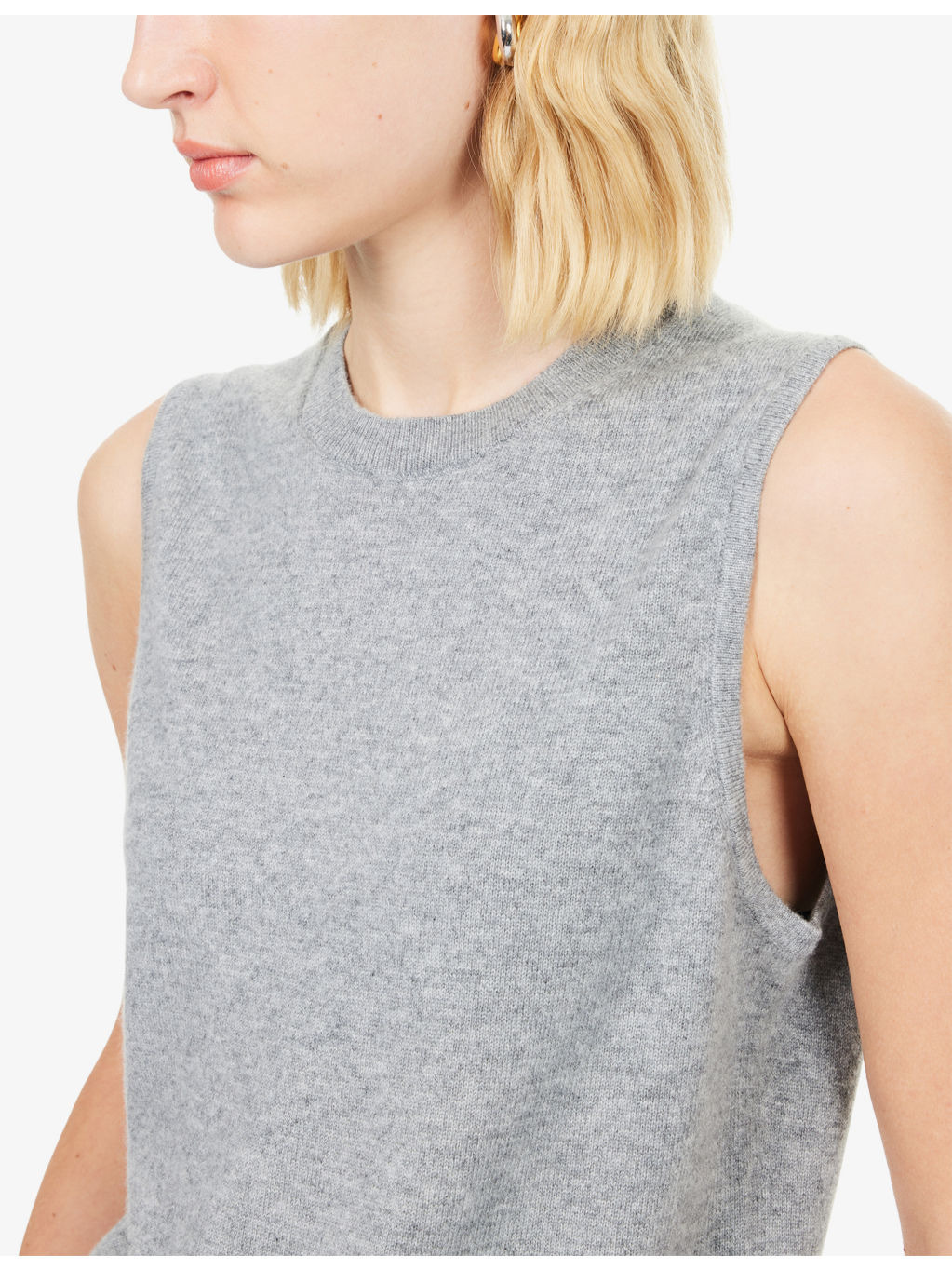 Sleeveless Crewneck Cashmere Top - 5