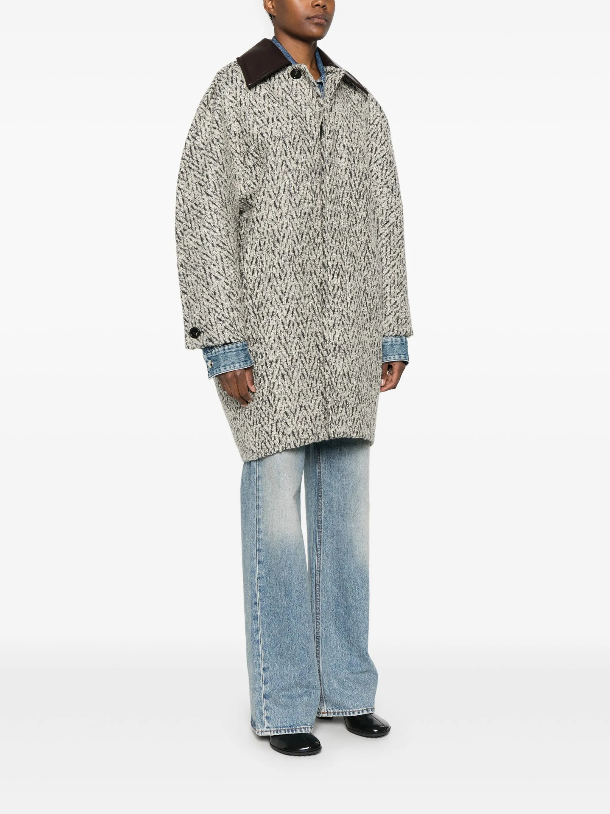 chevron-pattern coat - 3