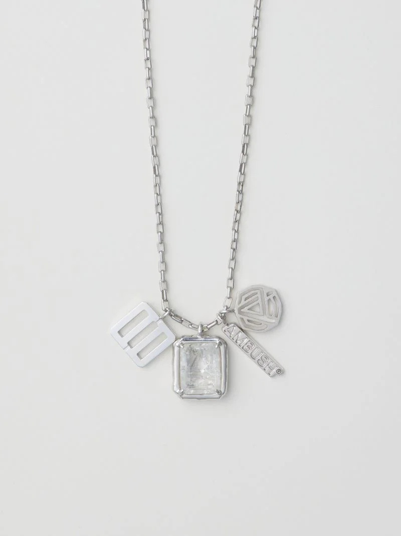 SQUARE CUT STONE CHARMS NECKLACE 1