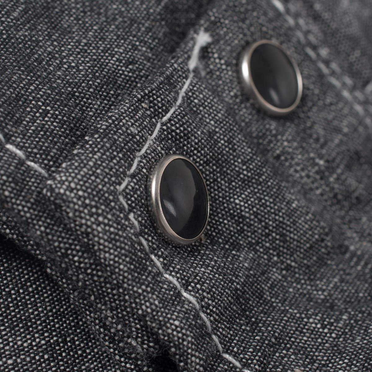 10oz Selvedge Chambray Single Yoke Western Shirt - Black - 9