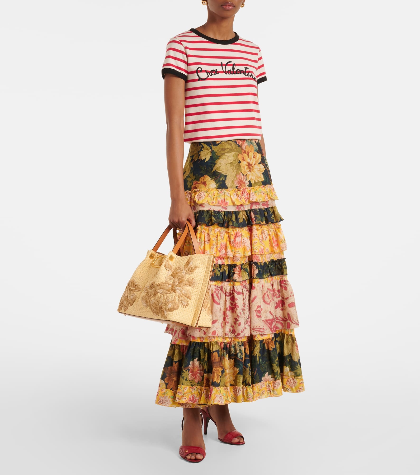 VLogo Medium floral shoulder bag - 5