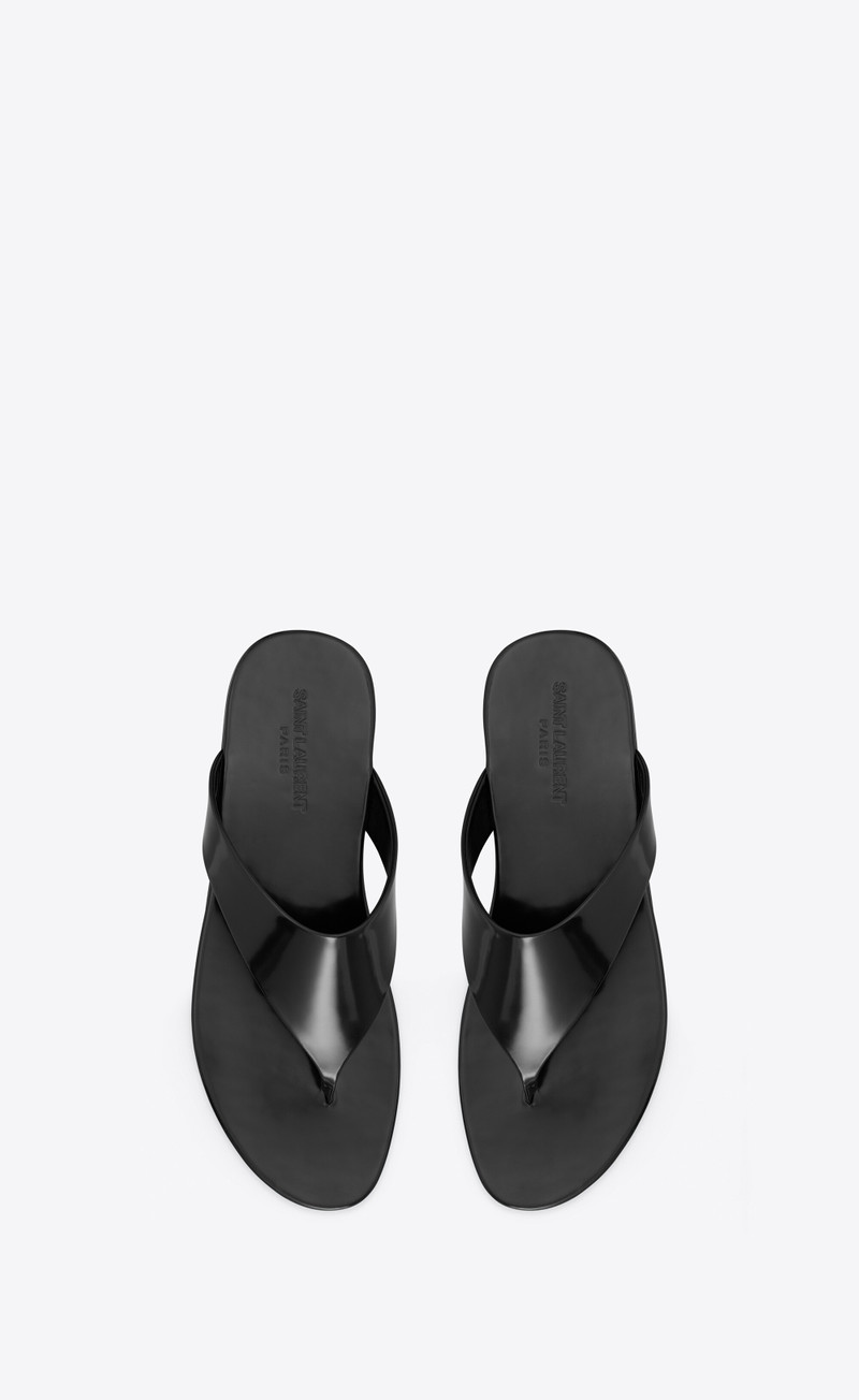 SAINT LAURENT kouros sandals in glazed leather outlook