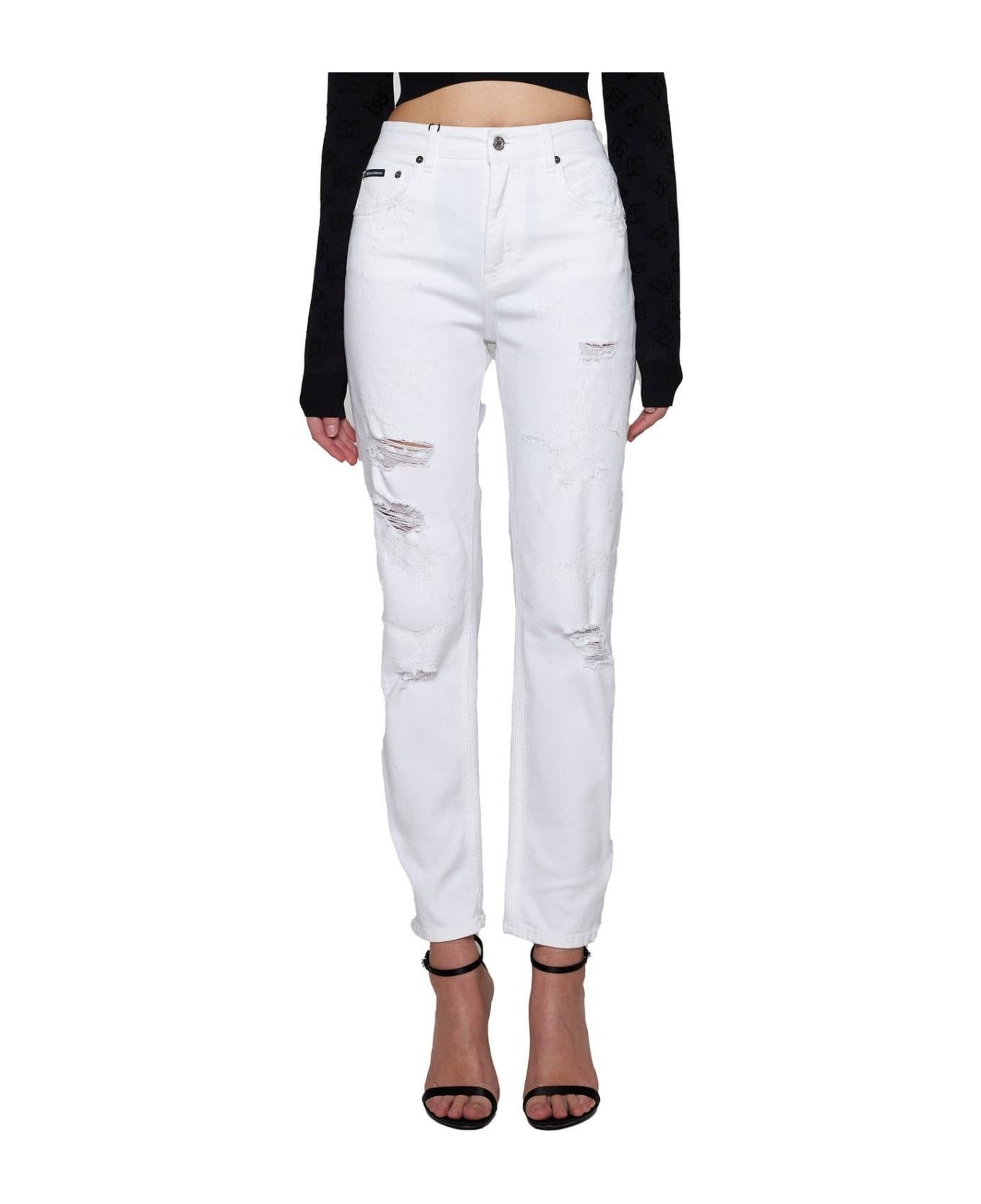 Logo Plaque Distressed Jeans - 2