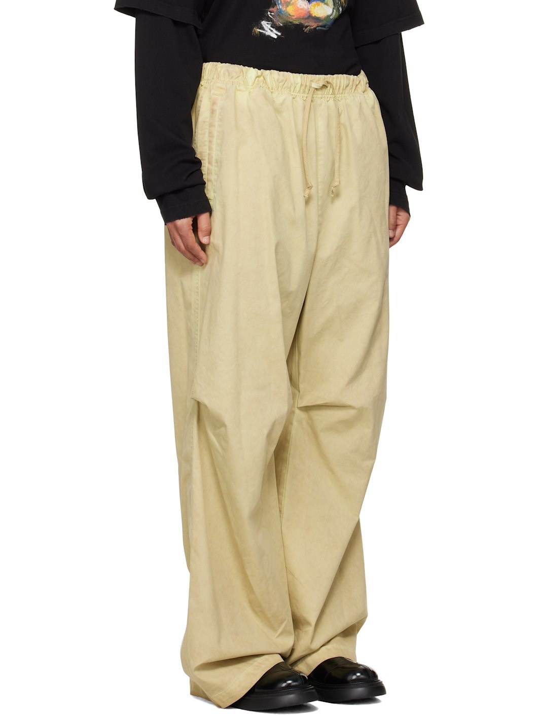 Green Tucked Wide Trousers - 2