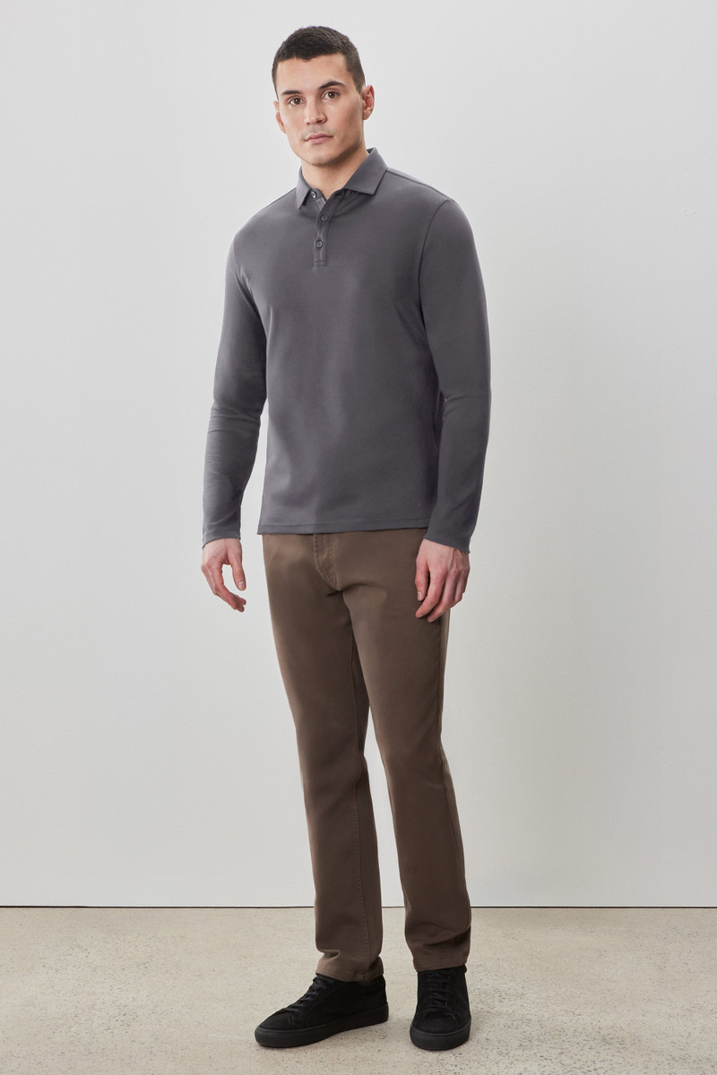 ROBERT BARAKETT The Barakett Long Sleeve Herringbone Polo outlook