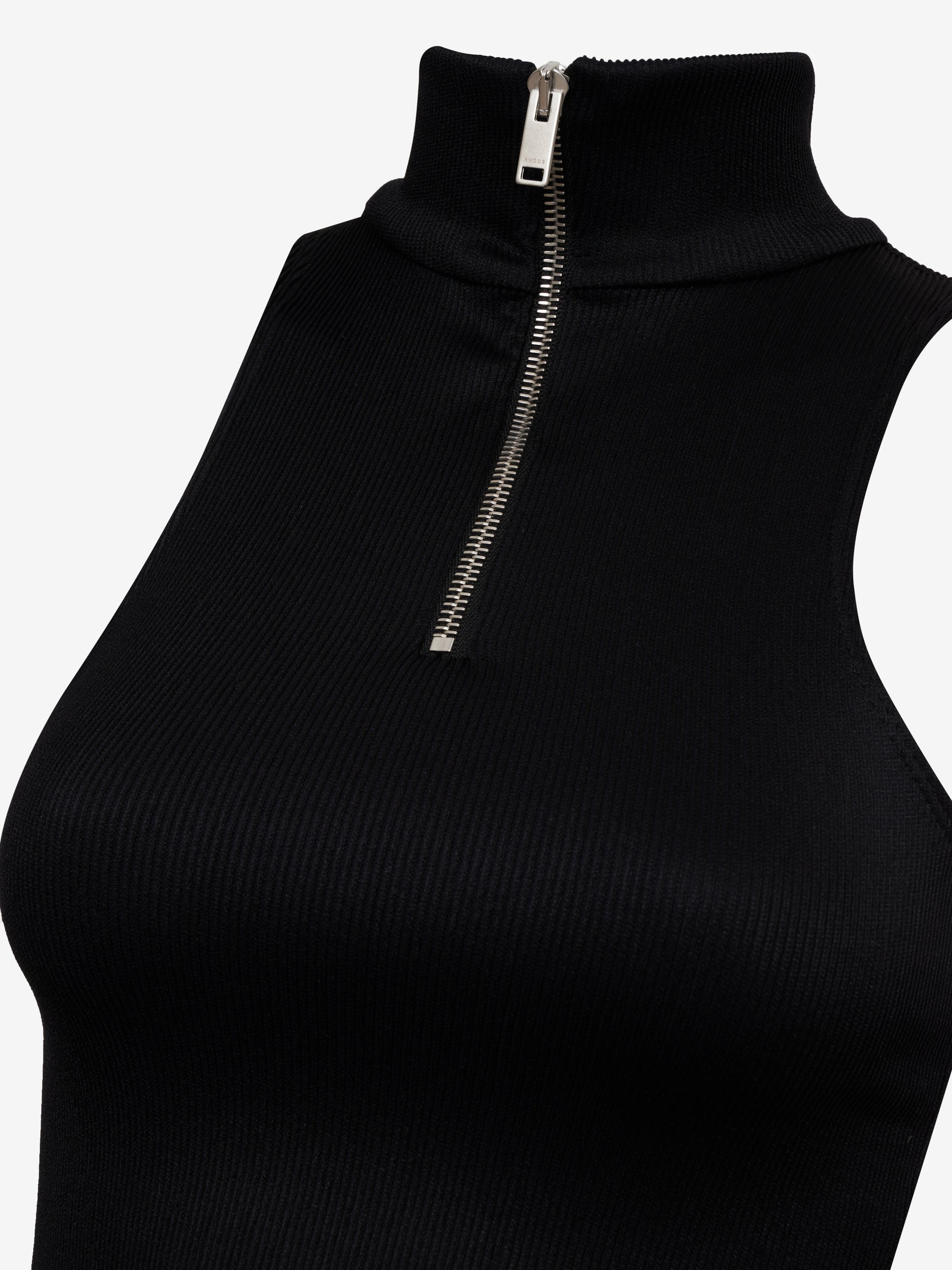 RIBBED KNIT TURTLE NECK ZIP TOP - 5