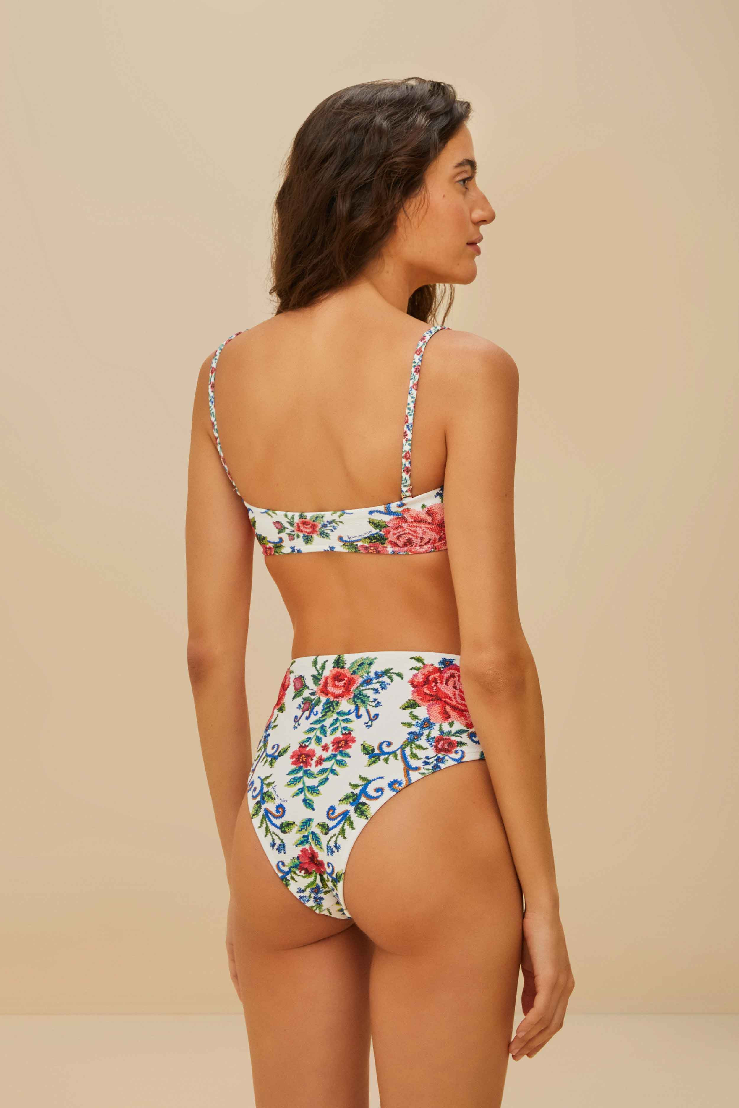 Off-White Flower Tapestry Bikini Top - 4