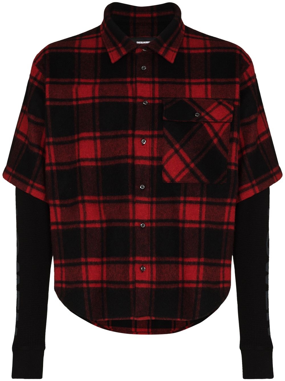 layered check print shirt - 1