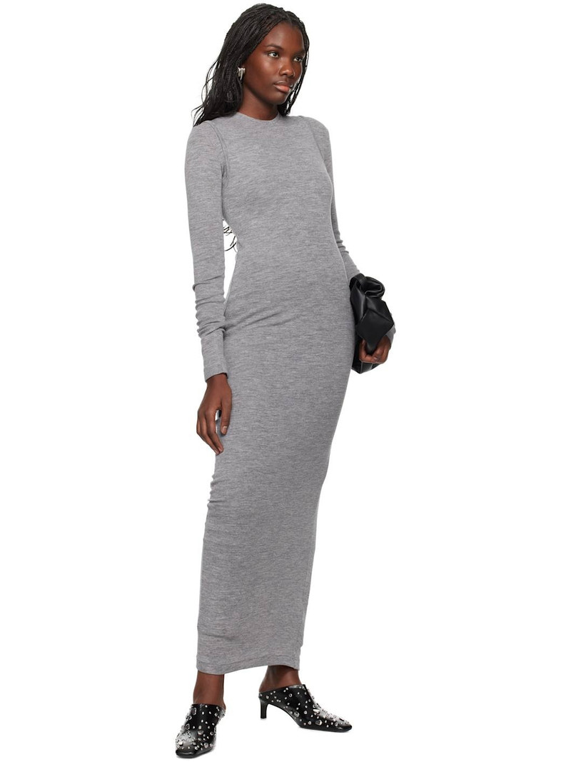 Jil Sander Gray Lightweight Slub Wool Maxi Dress outlook
