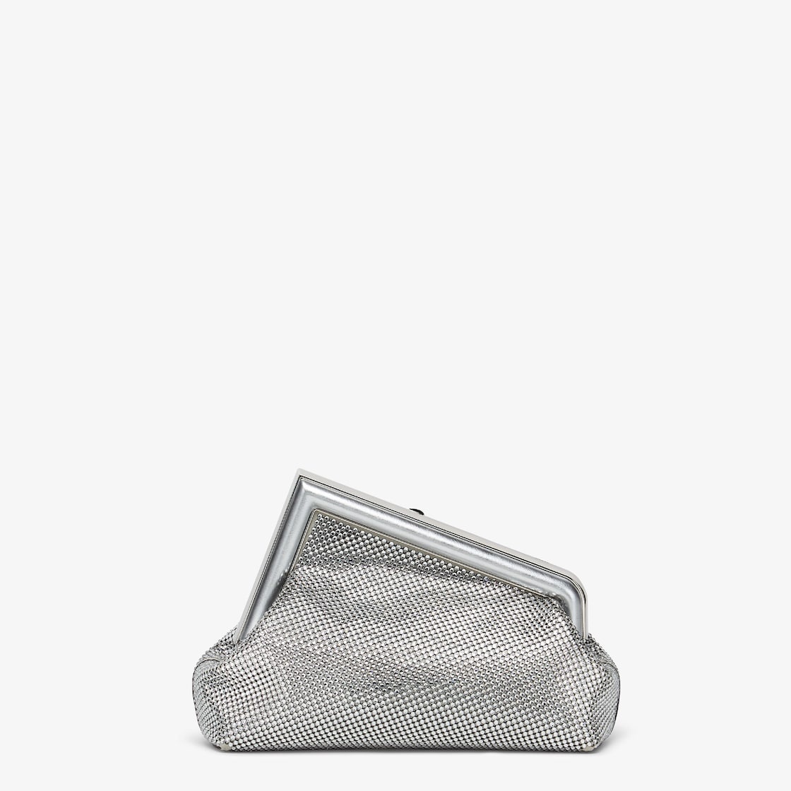 Small Fendi First bag made of gray nubuck leather, finely embroidered with crystals. Oversized F met - 3