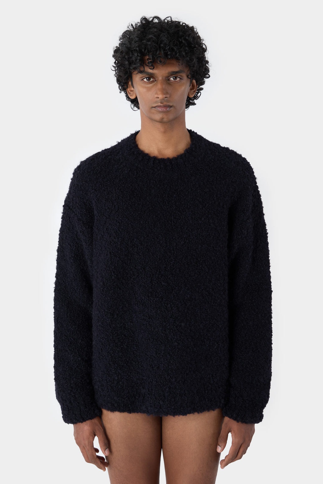 SUNNEI ASTRAKAN ROUND NECK SWEATER / dark navy | REVERSIBLE