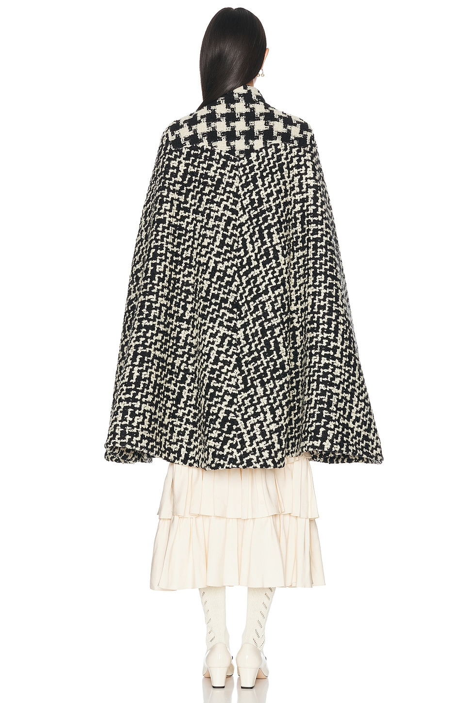 Geometric Tweed Cape - 3