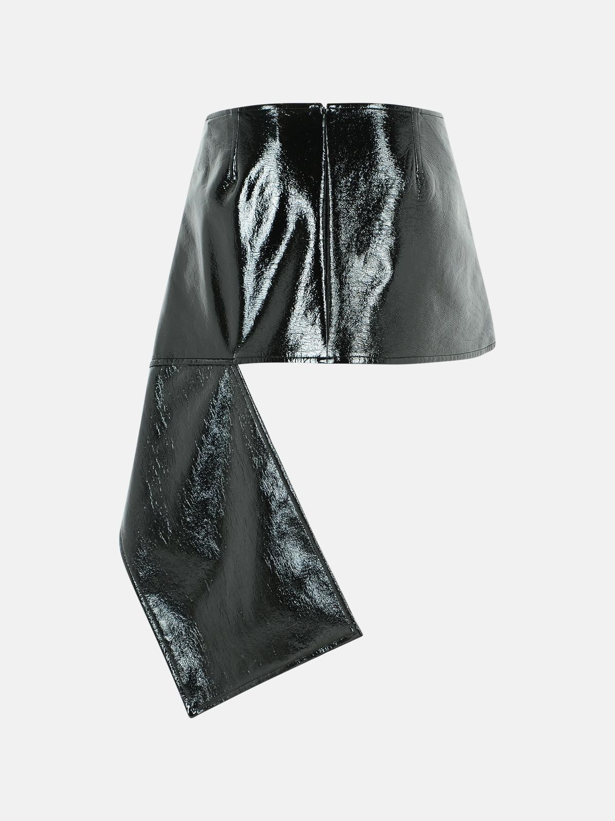 'VINYL' BLACK COTTON BLEND MINISKIRT - 3