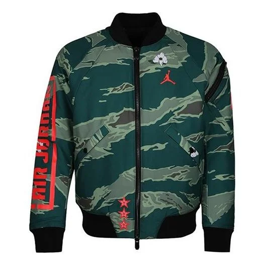 Air Jordan City Of Flight Printing Athleisure Casual Sports Stay Warm Jacket Camouflage Green AT9006 - 1