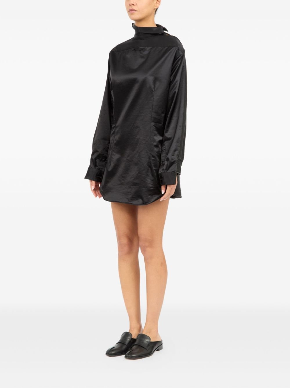 high-neck satin dress - 4