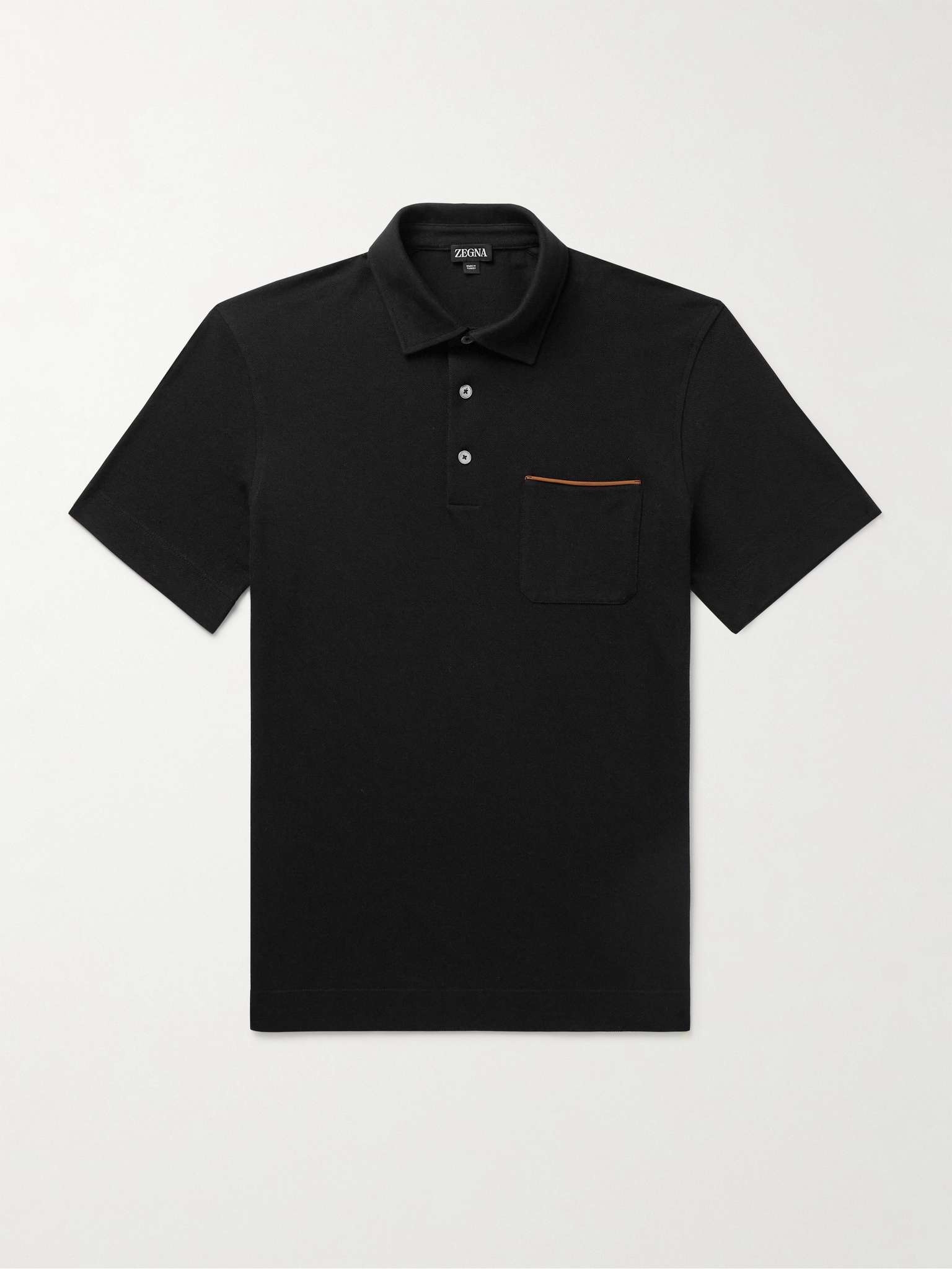 Tシャツ・カットソー ZEGNA FW25 Pique polo shirt (UG392A2G752N00 001) Z ZEGNA Mens Garment Dyed Logo Short Sleeve Pique Polo Shirt