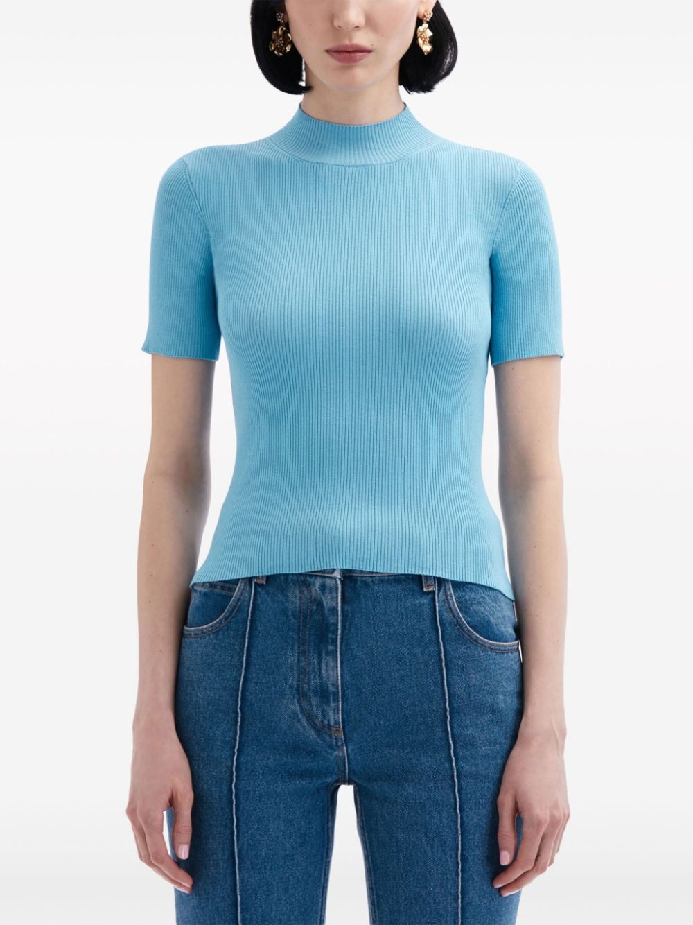 ribbed-knit silk-blend top - 3