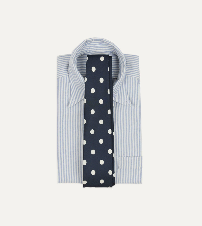 Drake's Black Large Polka Dot Silk Self-Tipped Tie outlook