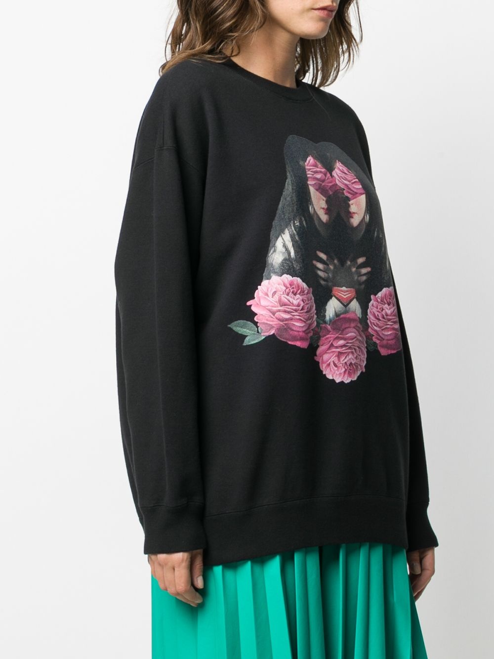 mirrored rose graphic sweatshirt - 3