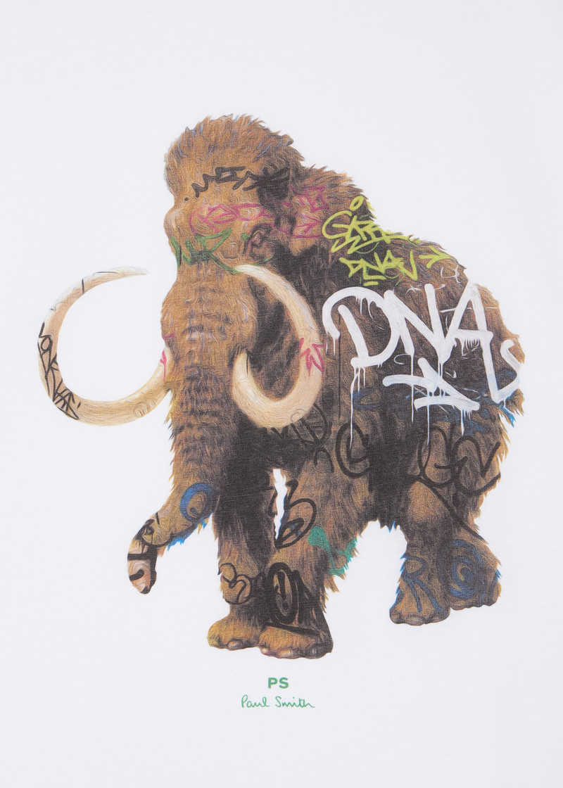 Paul Smith White 'Graffiti Mammoth' Print T-Shirt outlook