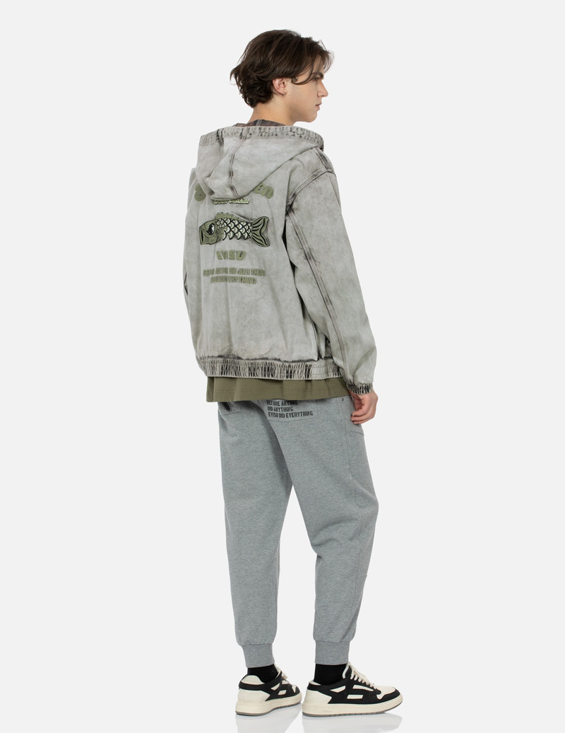 KOINOBORI AND SEAGULL EMBROIDERY LOOSE FIT HOODED DENIM JACKET 3