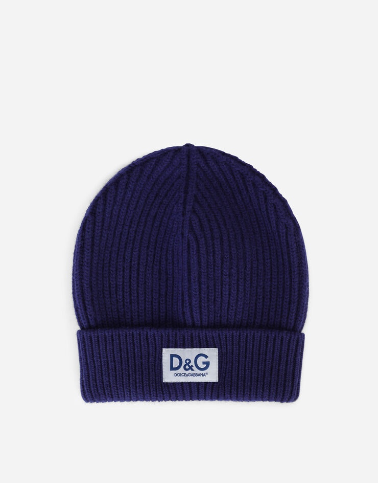 Knit cashmere hat with D&G patch - 1