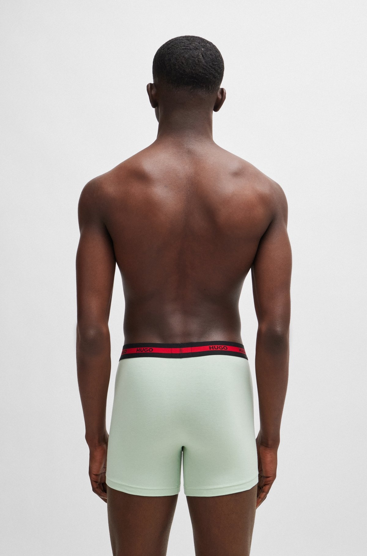 THREE-PACK OF STRETCH-COTTON BOXER BRIEFS WITH LOGOS - 3