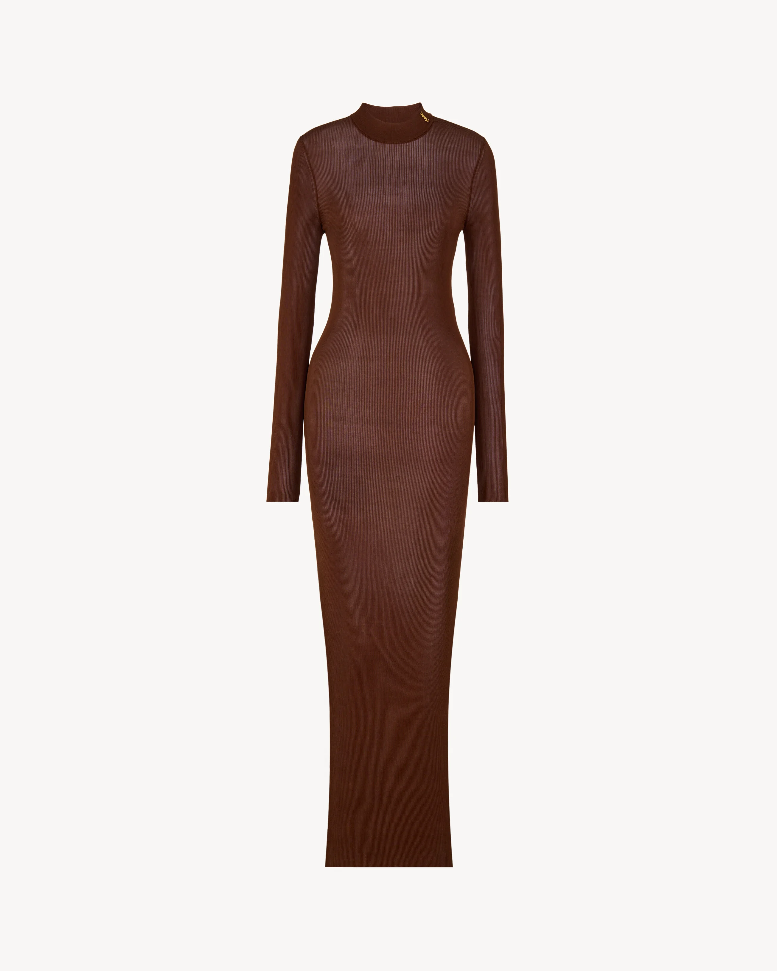CASSANDRE COLLAR DRESS IN RIB-KNIT SILK - 1
