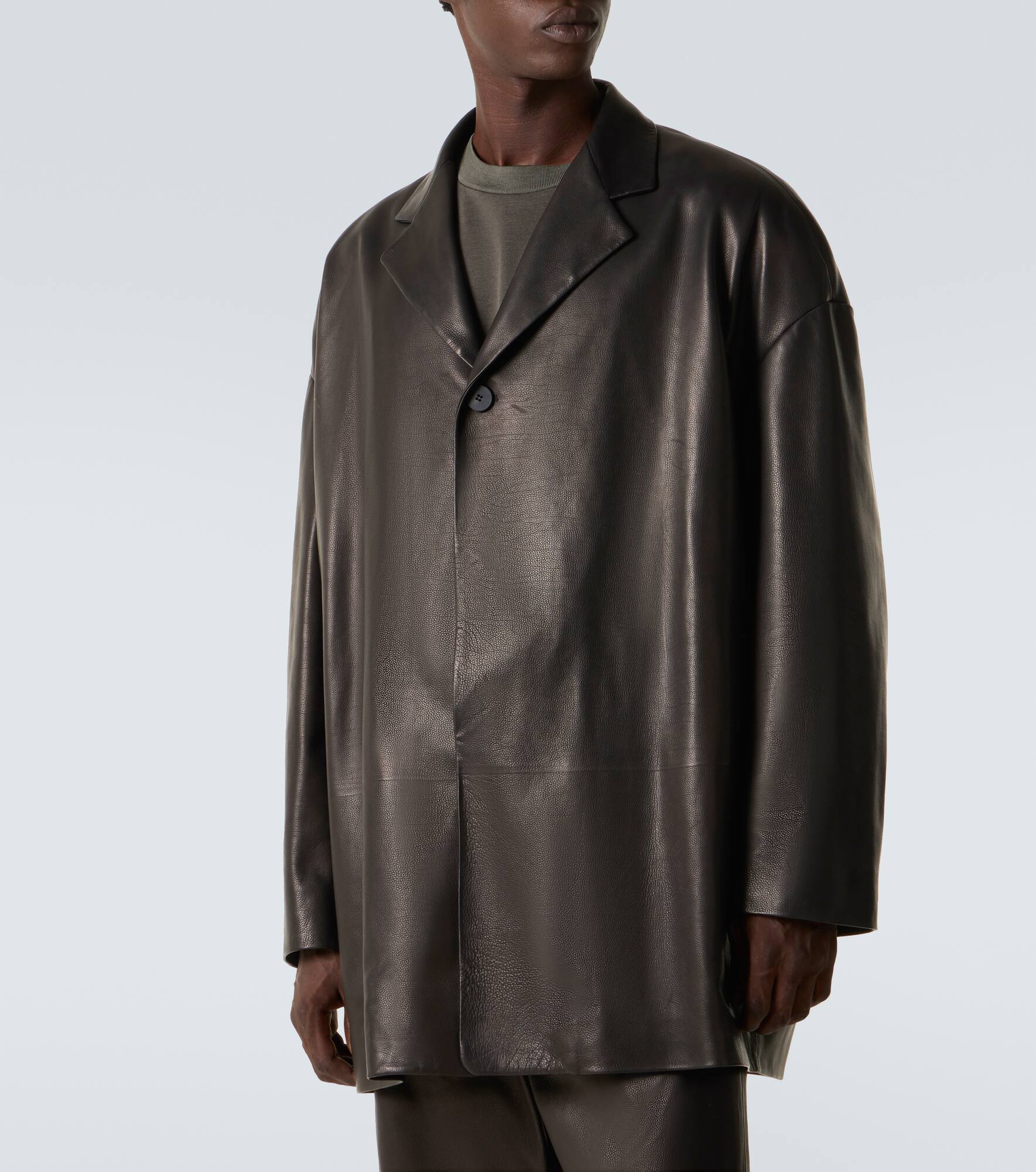 Oversized leather blazer - 3