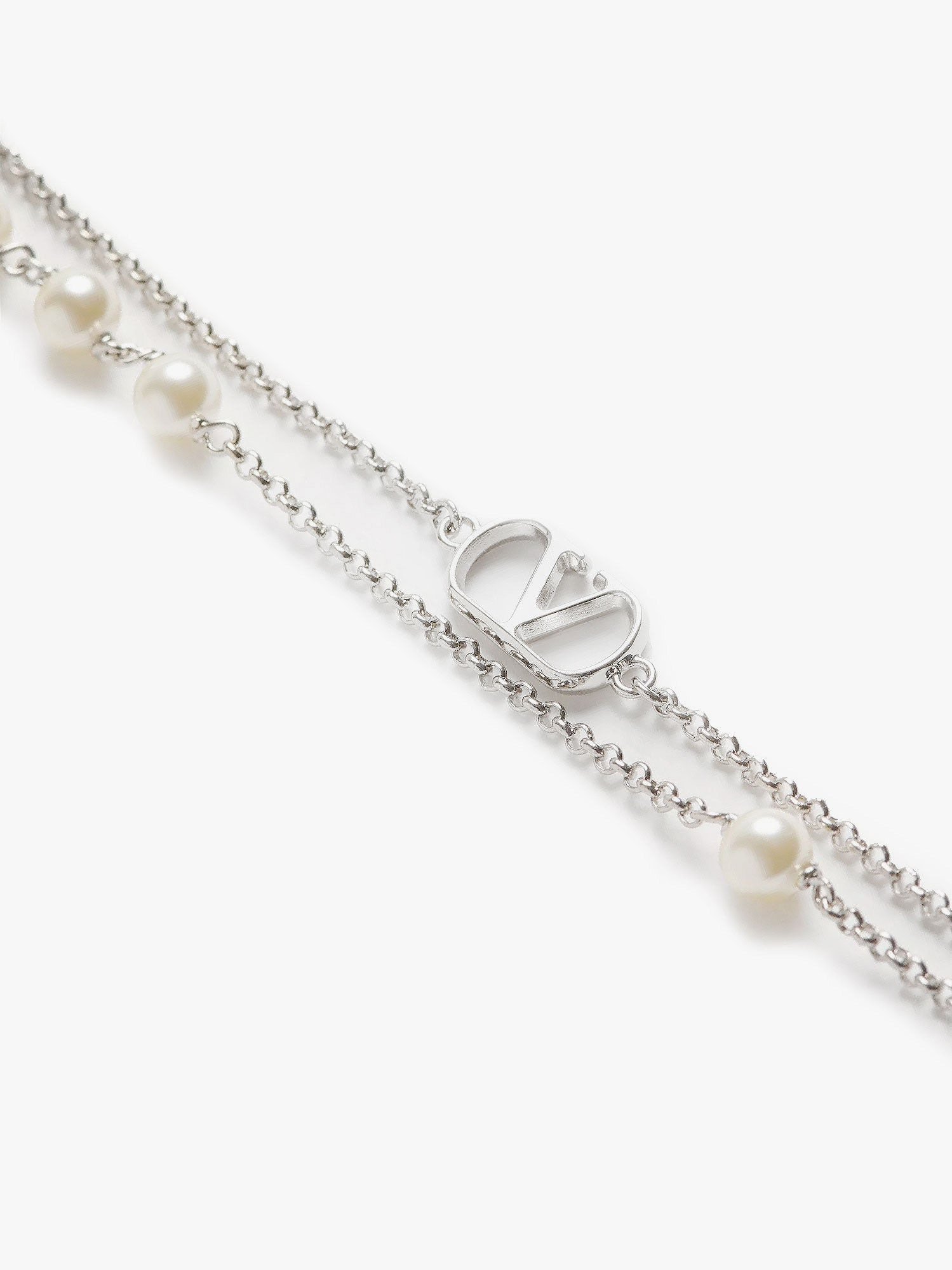 Valentino Garavani Men Vlogo Signature Metal And Pearls Necklace - 2
