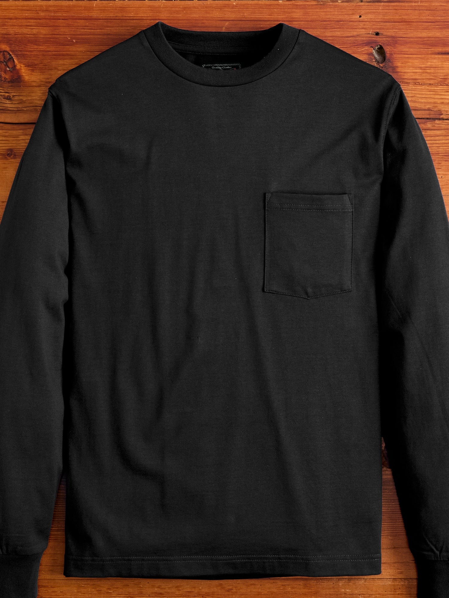 40/2 Long Sleeve Pocket T-Shirt in Black - 1