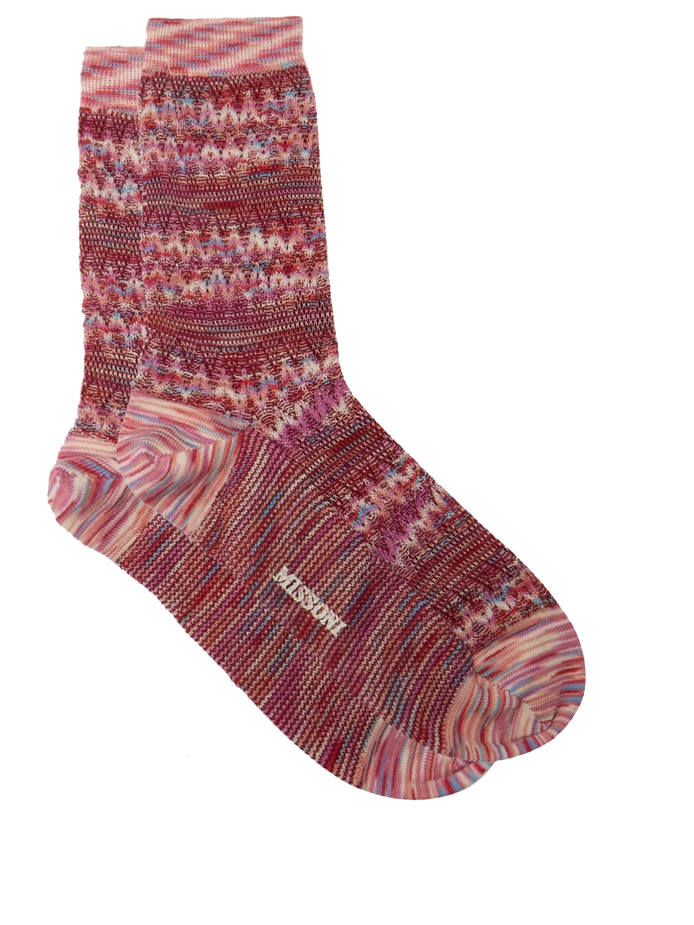 Zigzag-jacquard space-dyed wool-blend socks - 1