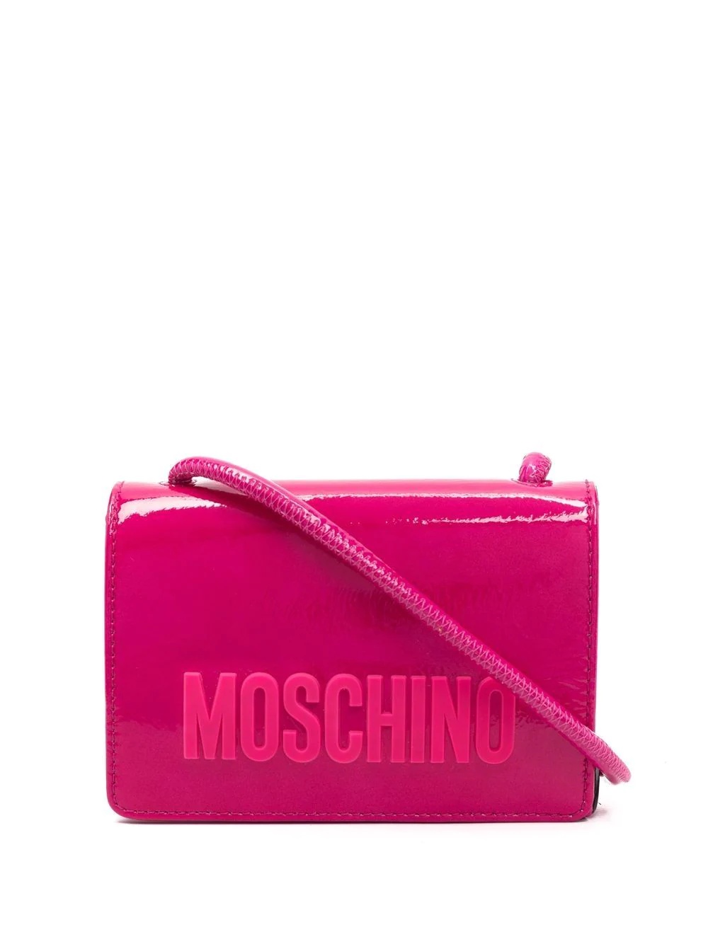 logo-lettering patent crossbody bag - 1