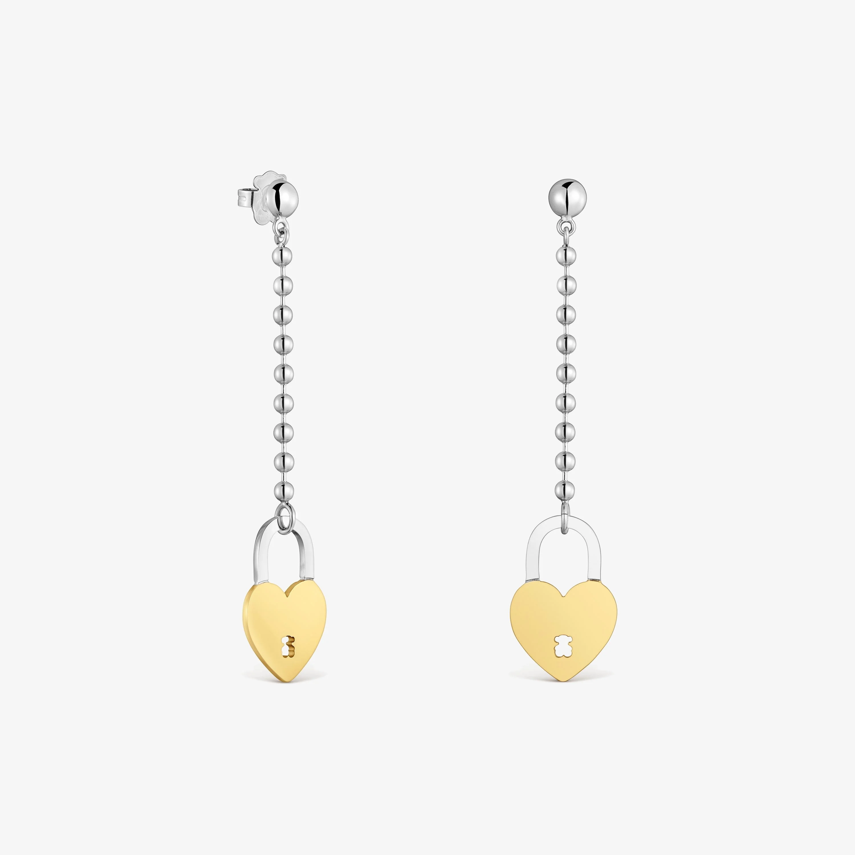 Long two-tone steel Earrings with heart charm TOUS Charming - 1