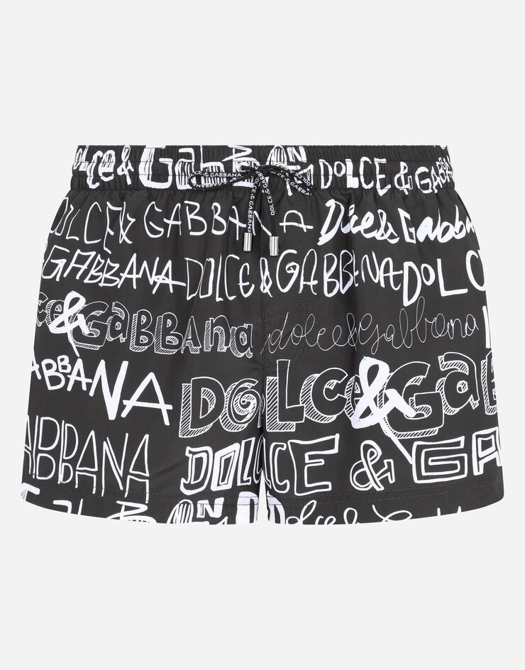 Short swim trunks with all-over Dolce&Gabbana print - 1