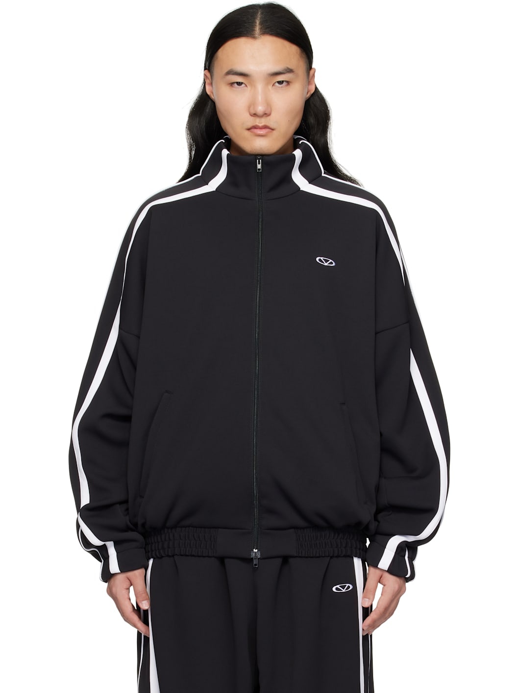 Black & White Oval Logo Gym Jacket - 1