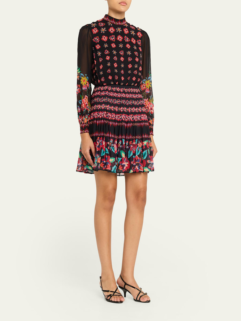 Isa Floral Silk Short Dress 4
