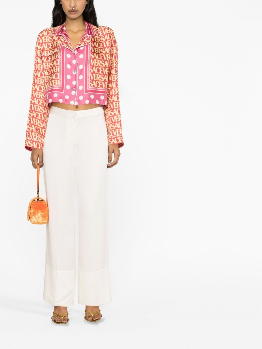Allover cropped silk shirt - 2
