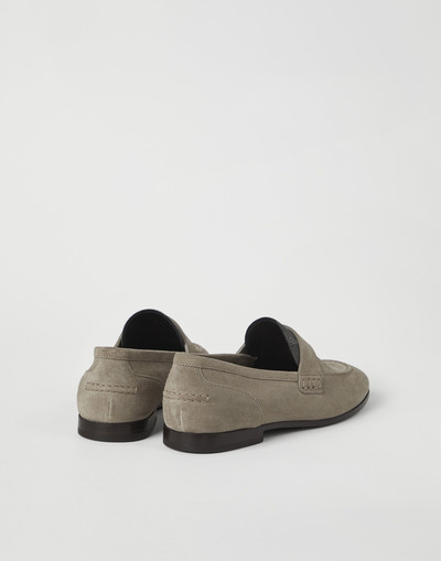 Brunello Cucinelli Suede penny loafers with precious insert outlook