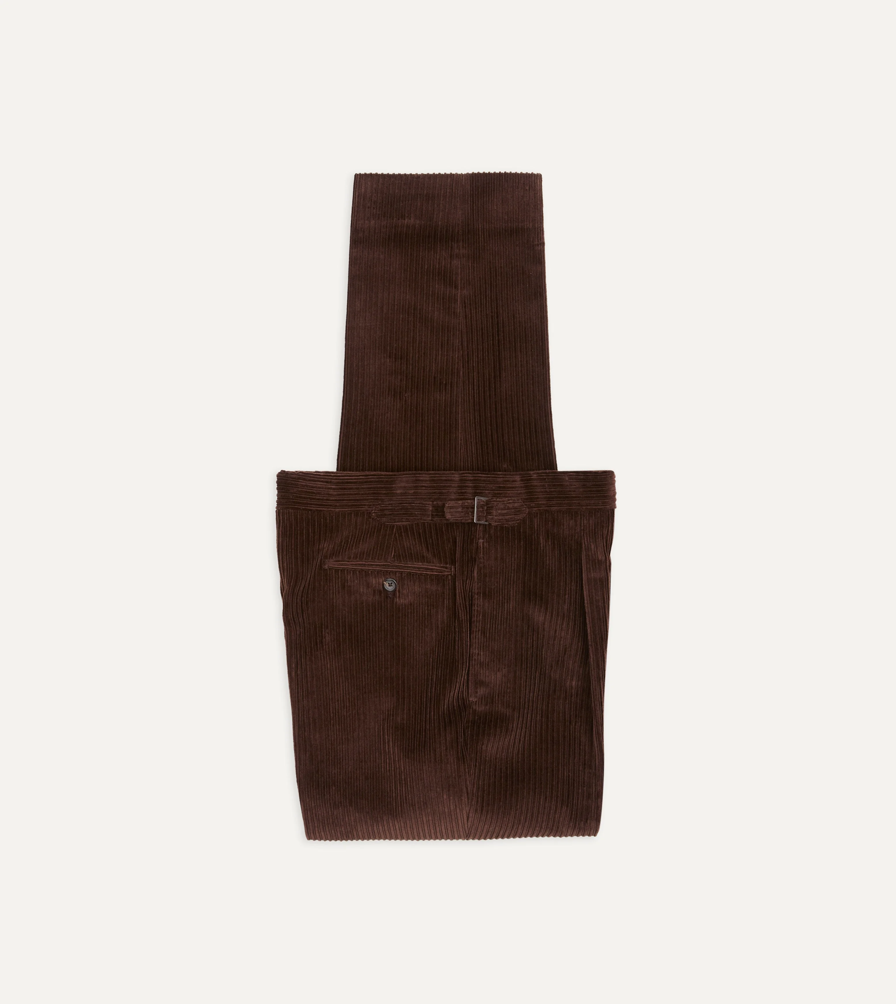 Brown Cotton Corduroy Single Pleat Trouser - 1