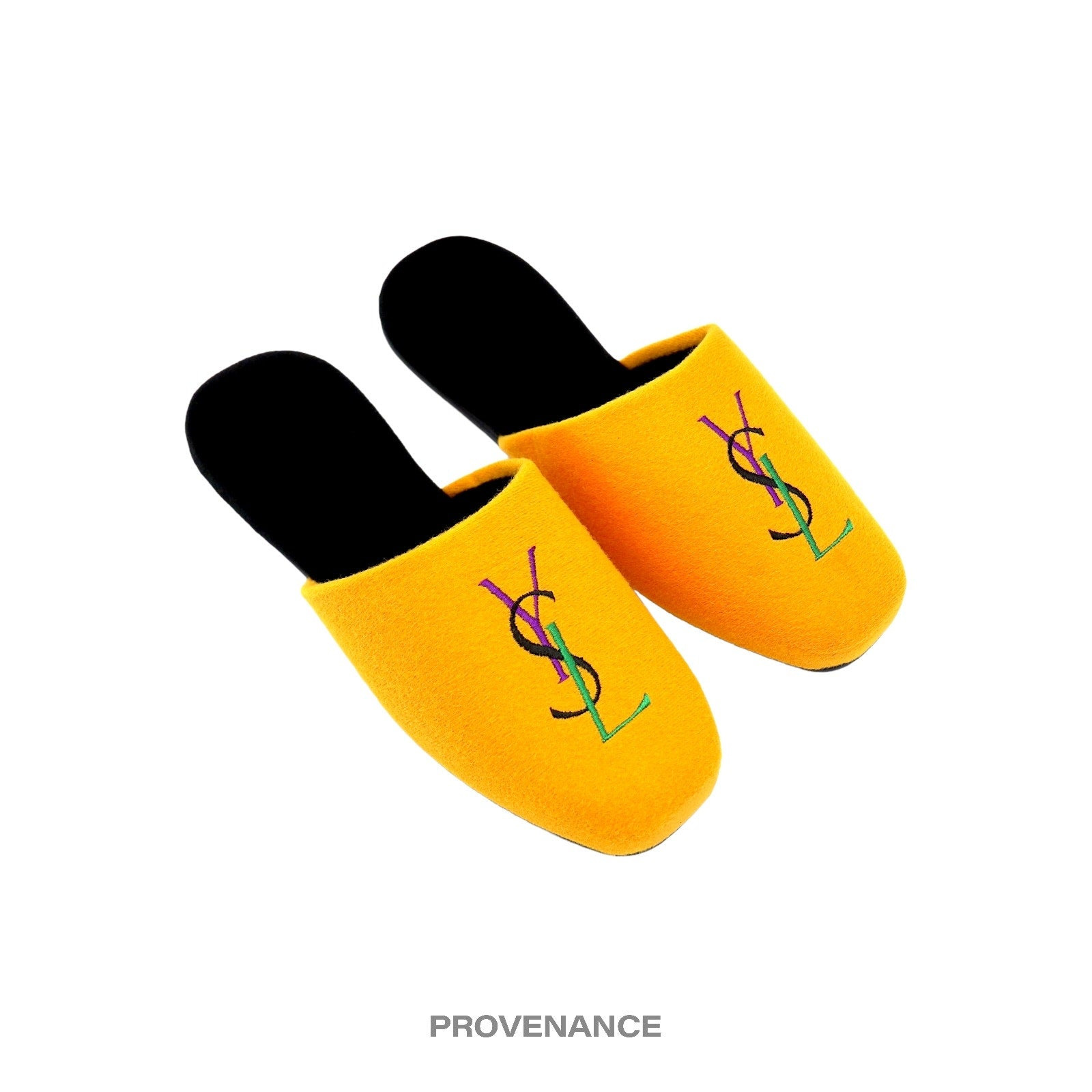 Yves Saint Laurent YSL Logo Slipper - Yellow Velour - 3